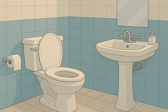 Illustration eines Badezimmers beim Arzt